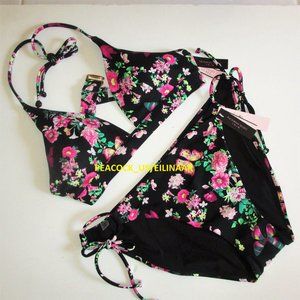 VICTORIA'S SECRET Swim Bikini Set Medium Large Floral Swimsuit Removable Padding